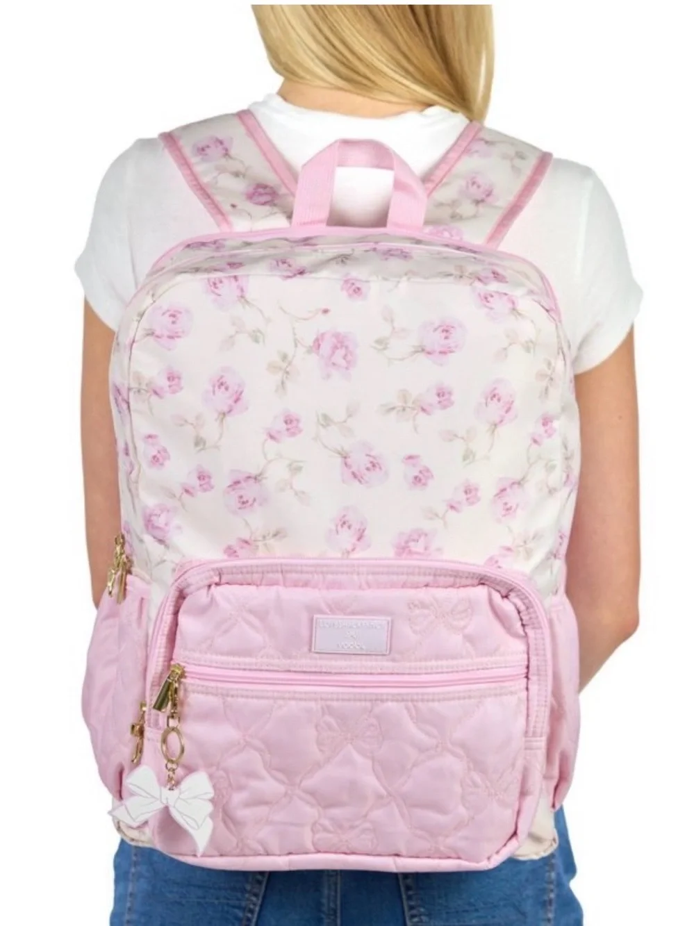 LoveShackFancy x Target Pink Floral Ribbon Rosa Quilted Backpack Sterling Rosa